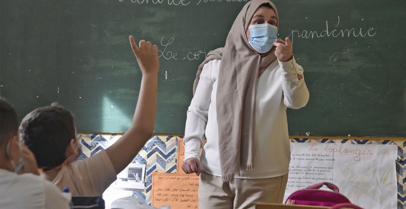 في مدرسة بالعاصمة الجزائرية (تصوير: رياض قرامدي/أ.ف.ب)