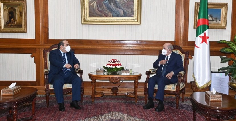 الرئيس تبون يستقبل الأمين العام للأفلان (الصورة: التلفزيون الجزائري)