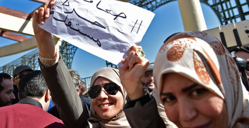احتجاجات في ساحة حرية الصحافة بالعاصمة (تصوير: رياض قرامدي/أ.ف.ب)